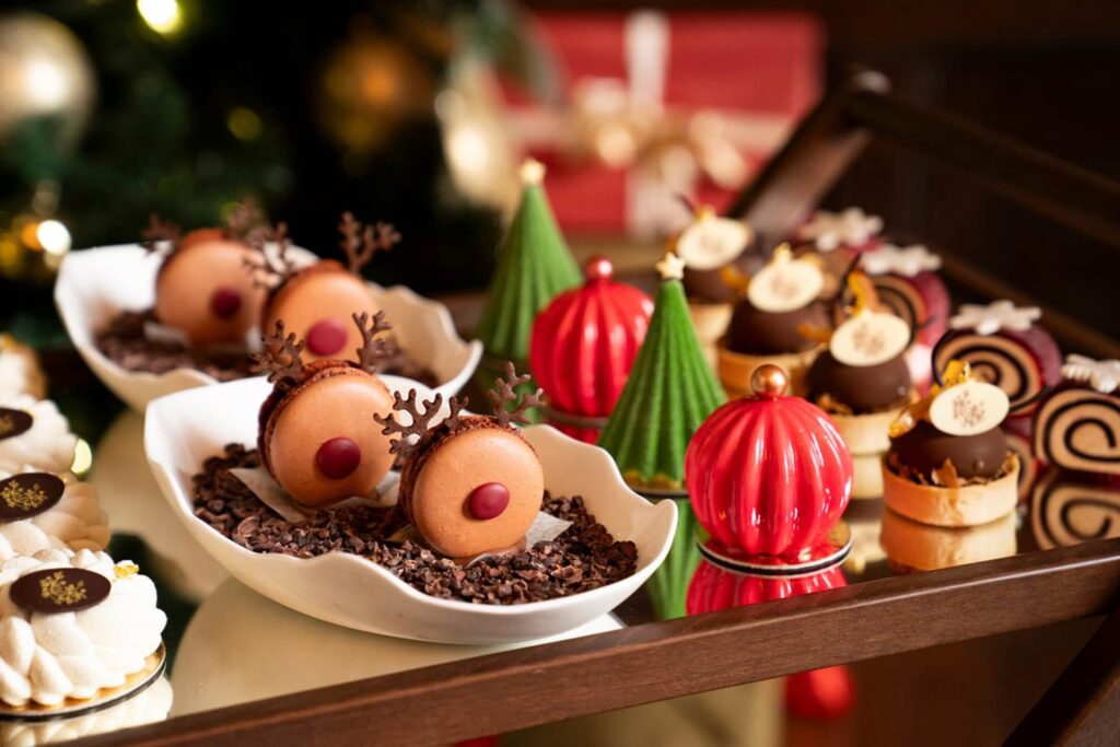 Christmas afternoon tea at Boringdon Hall hotel.