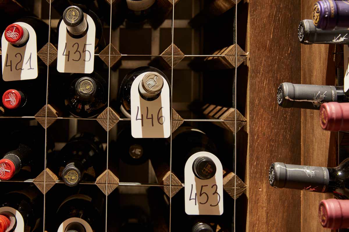 bottles in a wine cellar